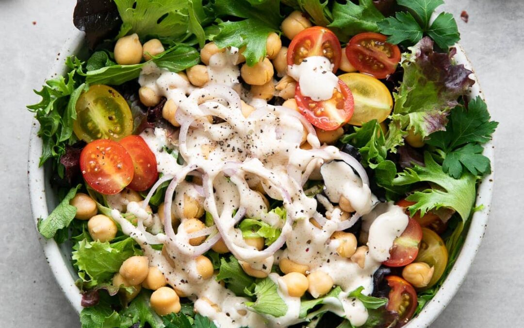 Mixed baby Greens with Tahini Vinaigrette